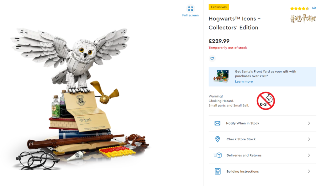 LEGO Harry Potter 76391 Hogwarts Icons Collectors Edition listing 1024x594
