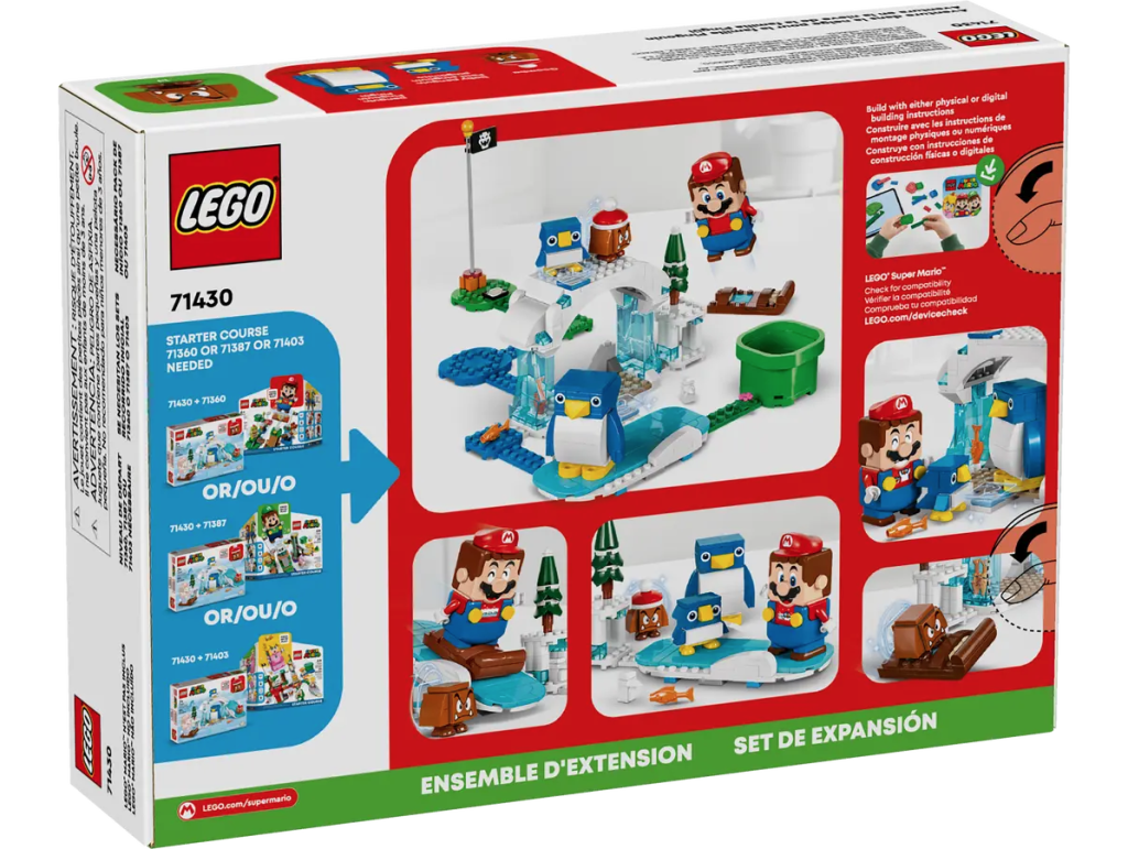 LEGO Super Mario 71430 Penguin Family Snow Adventure Expansion Set box back 1024x771