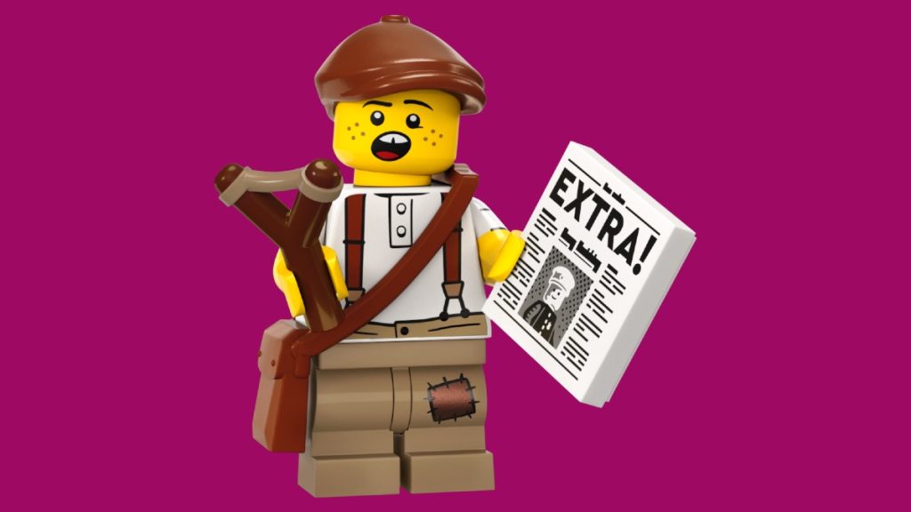 LEGO Collectible Minifigures 71037 Series 24 Newspaper Kid background 1024x576