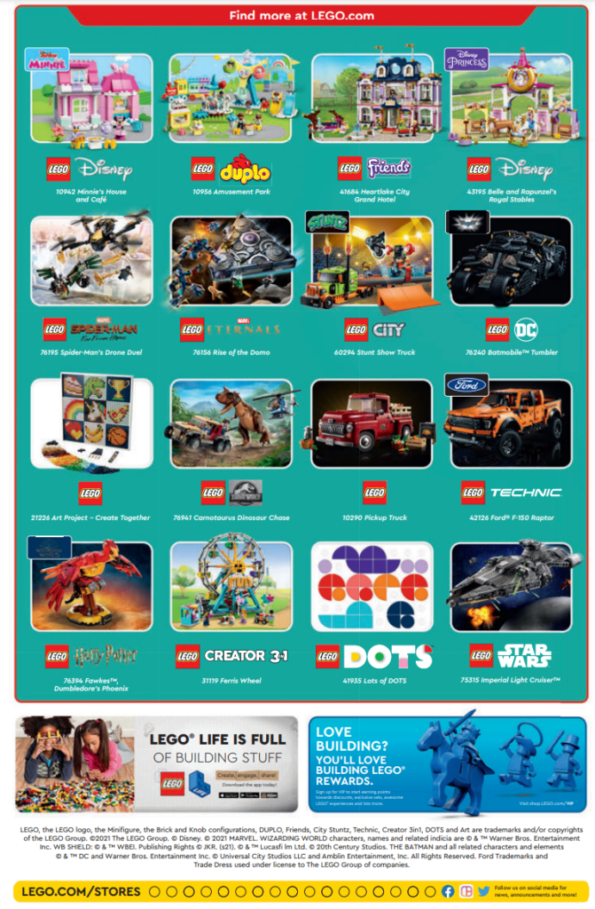 LEGO Store Calendar december 2021 uk back