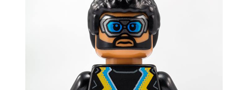 Exclusive LEGO DC Super Heroes Black Lightning minifigure at San Diego Comic Con