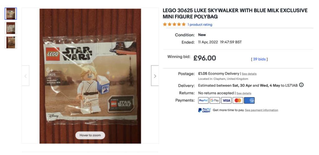 LEGO Star Wars Blue Milk Luke eBay price rising 2 1024x499