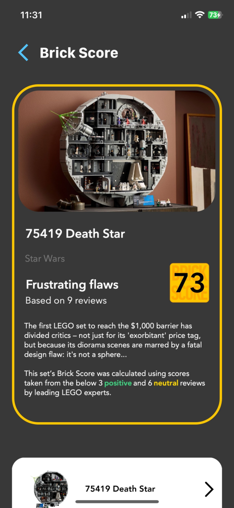 75419 Death Star Brick Score screenshot 1 473x1024