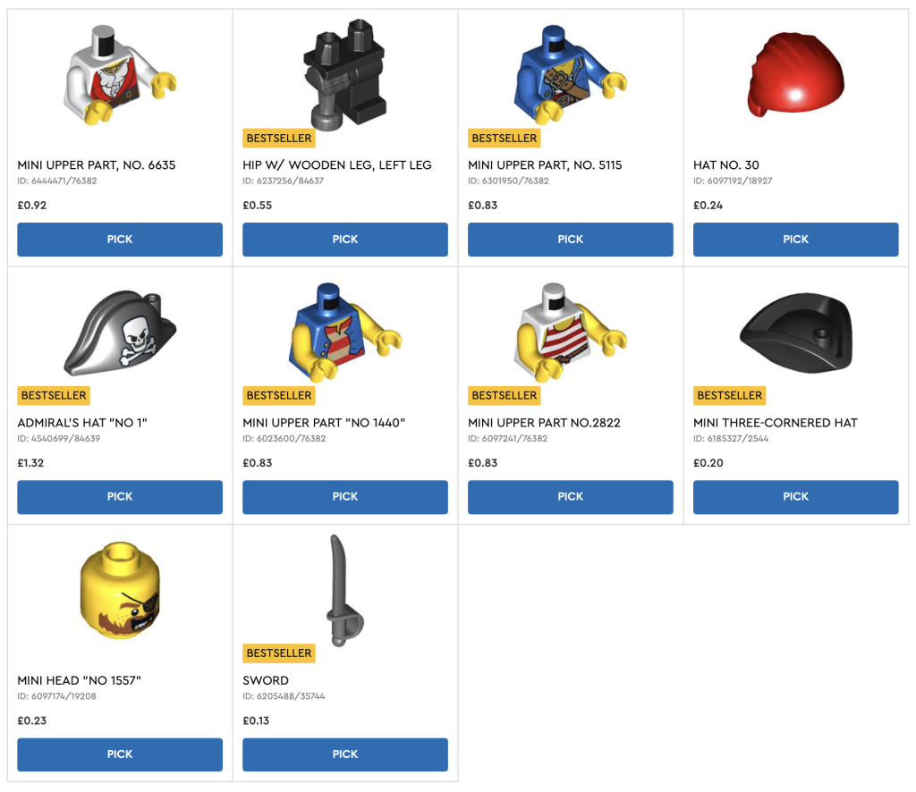 LEGO Pick a Brick Pirates pieces 1024x886