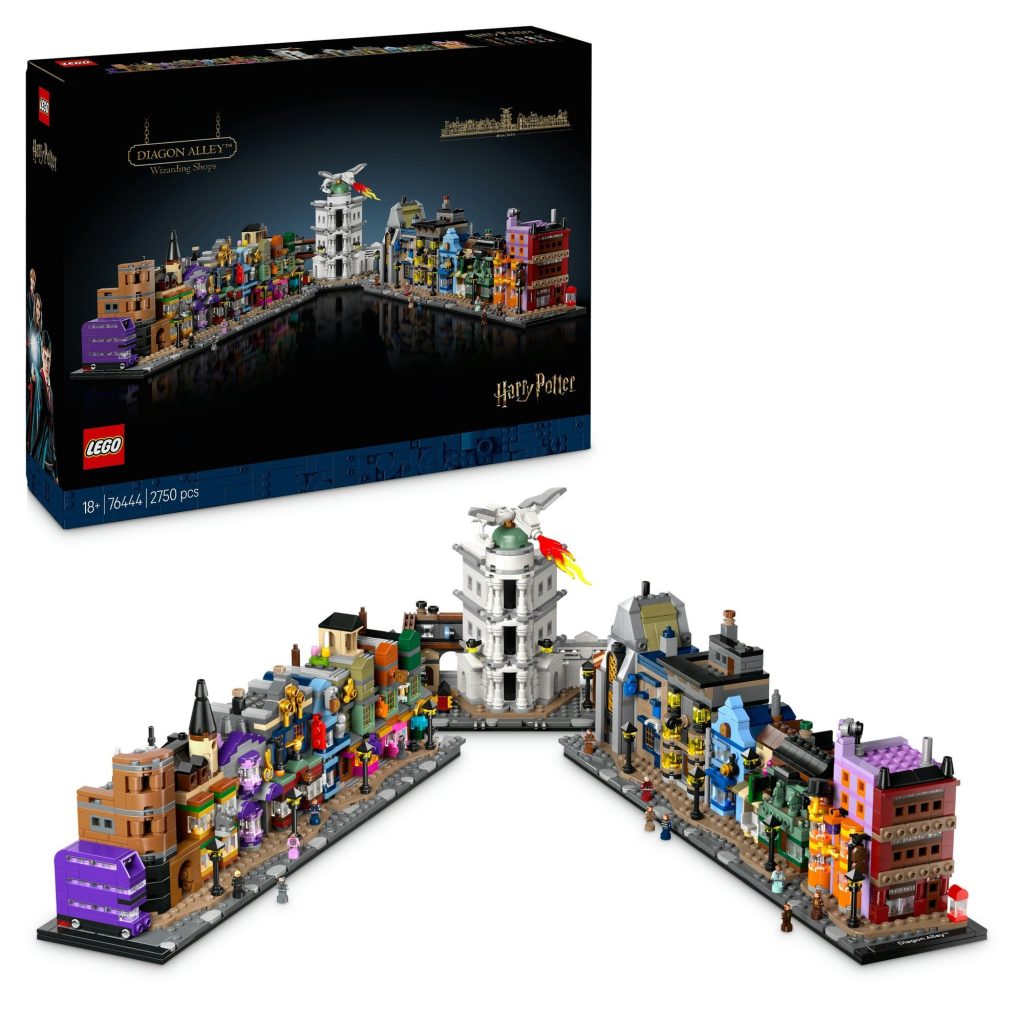 LEGO 76444 Harry Potter Magiczne sklepy na Ulicy Pokatnej opakowanie zawartosc 1024x1024