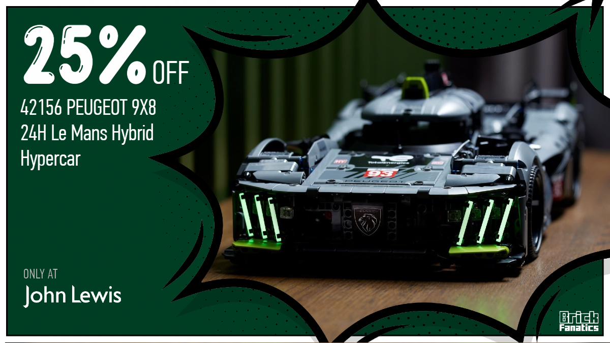 Race away with huge saving on LEGO Technic 42156 PEUGEOT 9X8 24H Le Mans Hybrid Hypercar